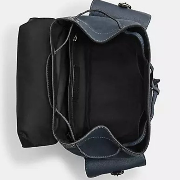 Coach Hudson Gunmetal Denim Suede Leather Backpack - Picture 3 of 14